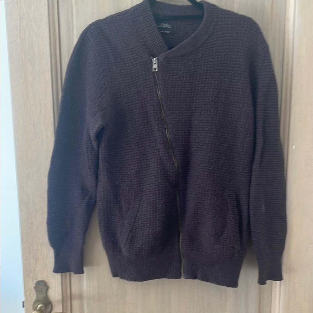 All Saints Dark Brown Zip Up Sweater